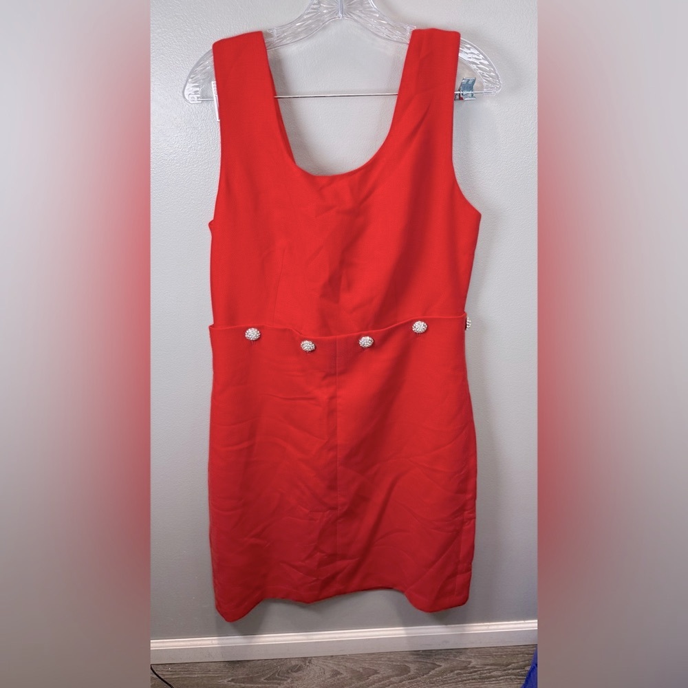 Tory Burch Red Crystal-embellished Twill Dress Size 14